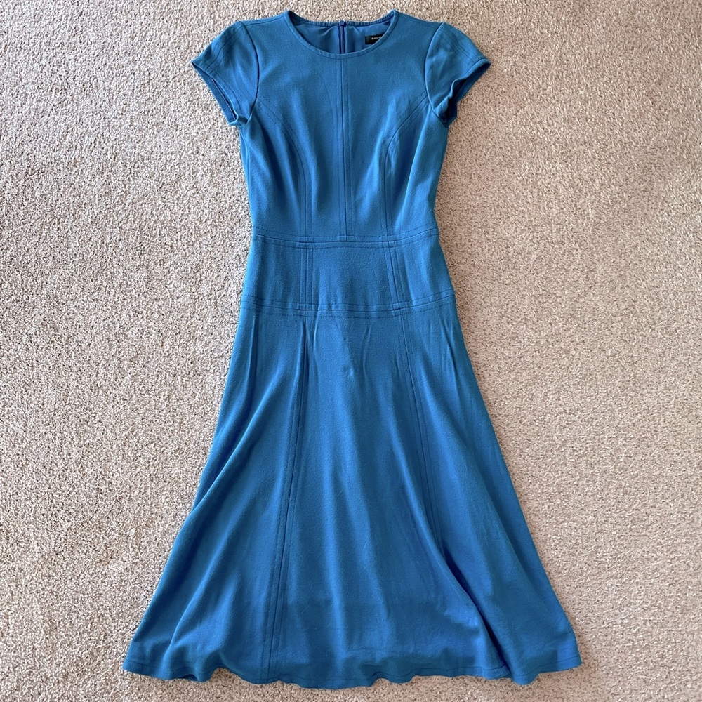 Nanette Lepore A line fit and flare cap sleeve vibrant blue dress 0
